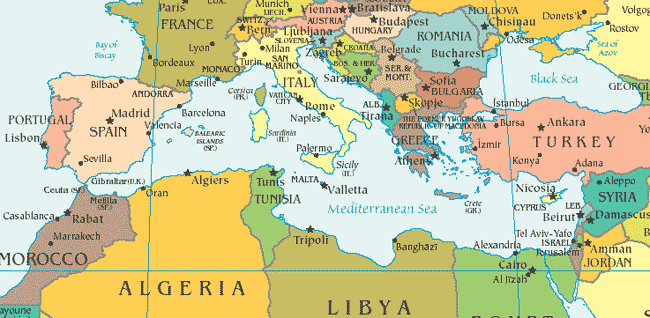 Resultado de imagen de mapa del mediterraneo