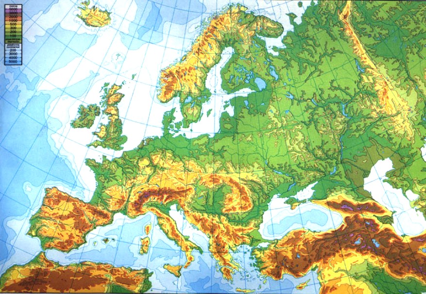 Juegos de Geografía  Juego de Mapa de Europa - Relieve 