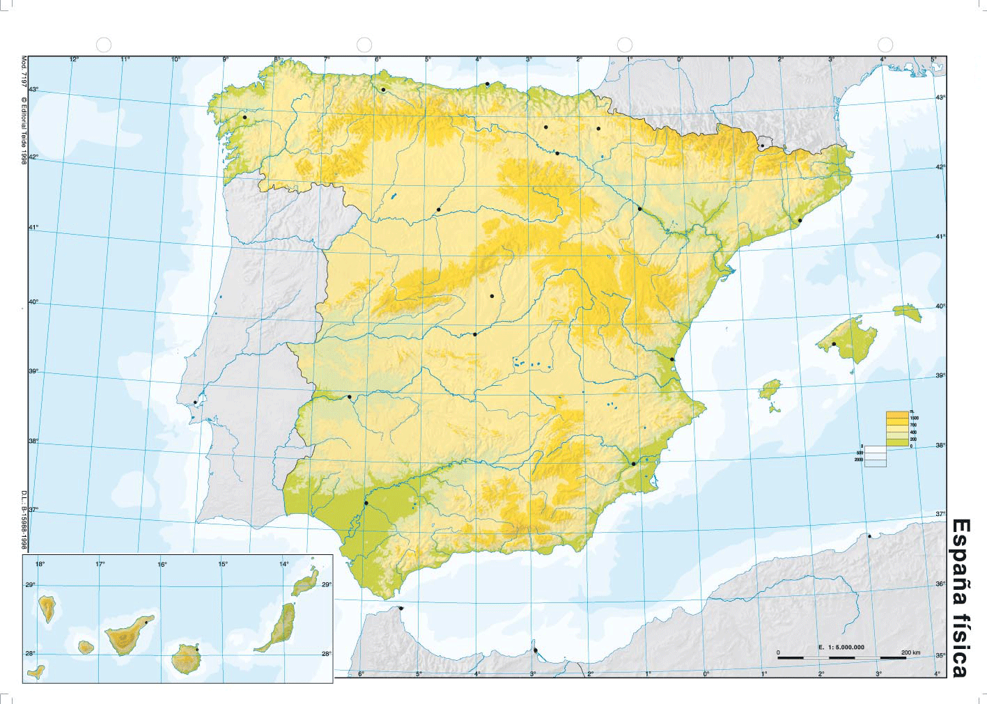 Resultado de imagen de MAPA FÍSICO ESPAÑA