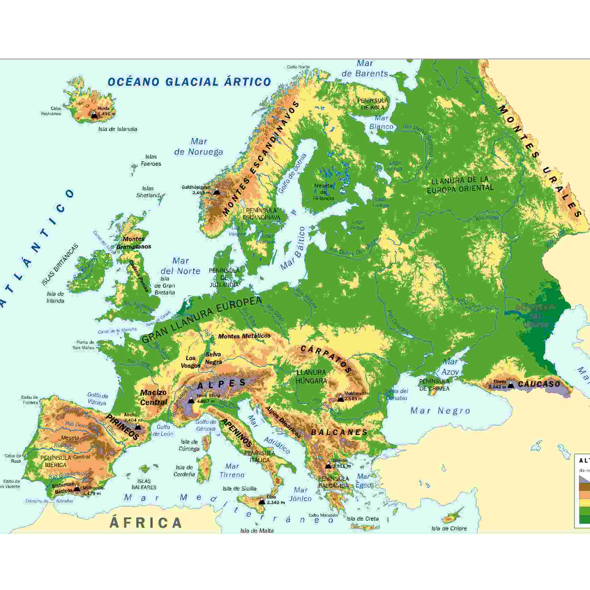 Resultado de imagen de mapa fisico de europa