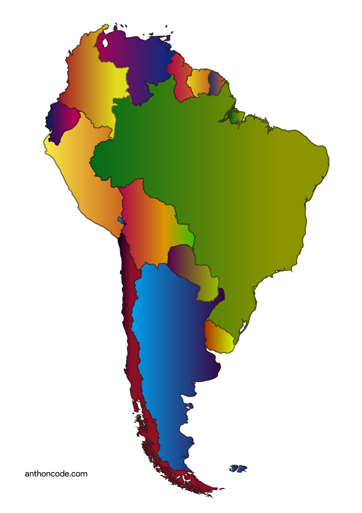 Juegos de Geografía | Juego de Localiza los países de Sudamérica