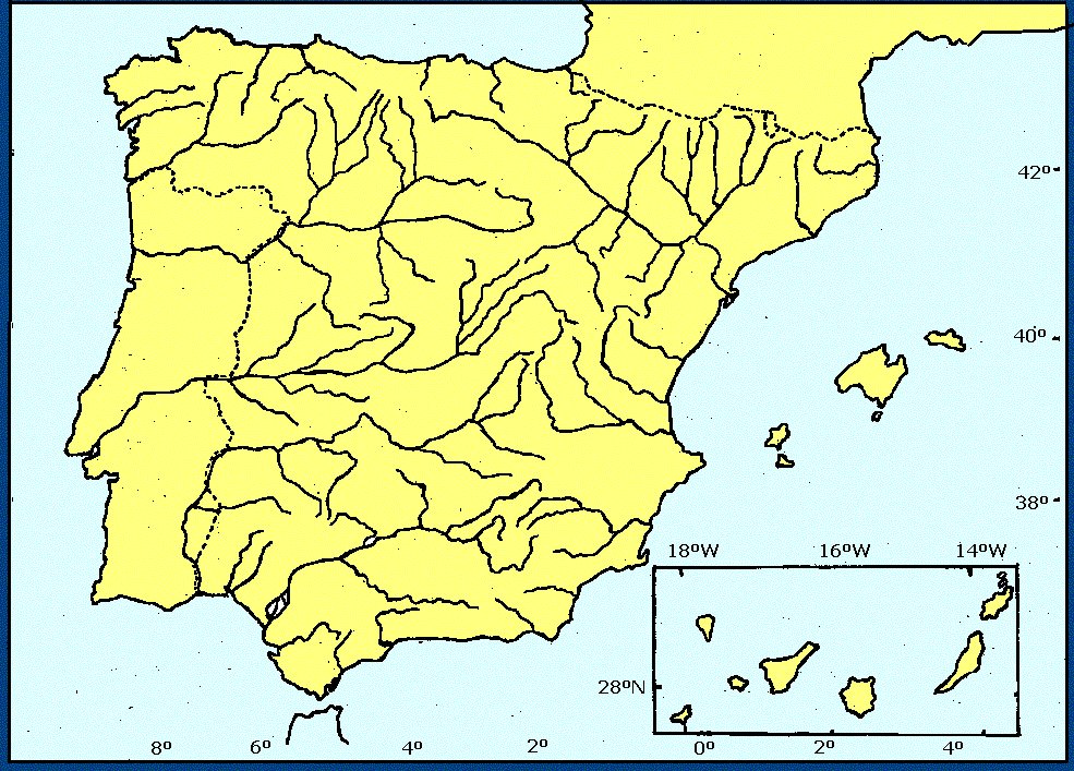 Resultado de imagen de mapa mudo de los rios de espaÃ±a